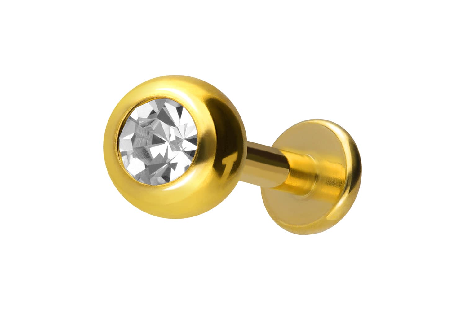 Titan Labret Piercing mit Innengewinde KRISTALL